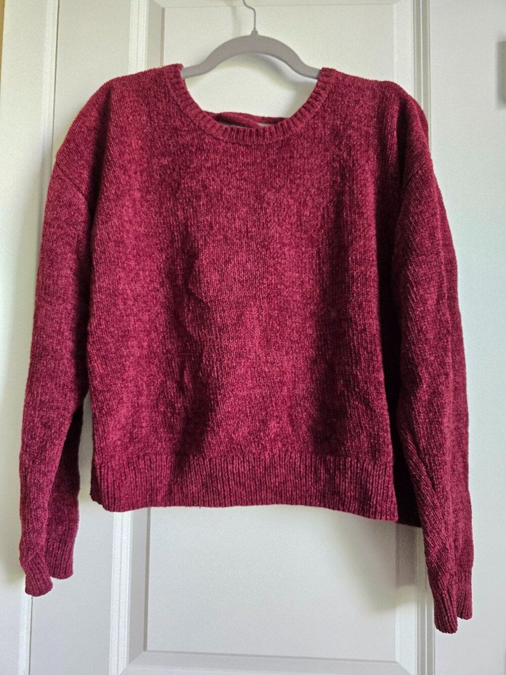 Burgundy Lace-Up Twist-Back Sweater